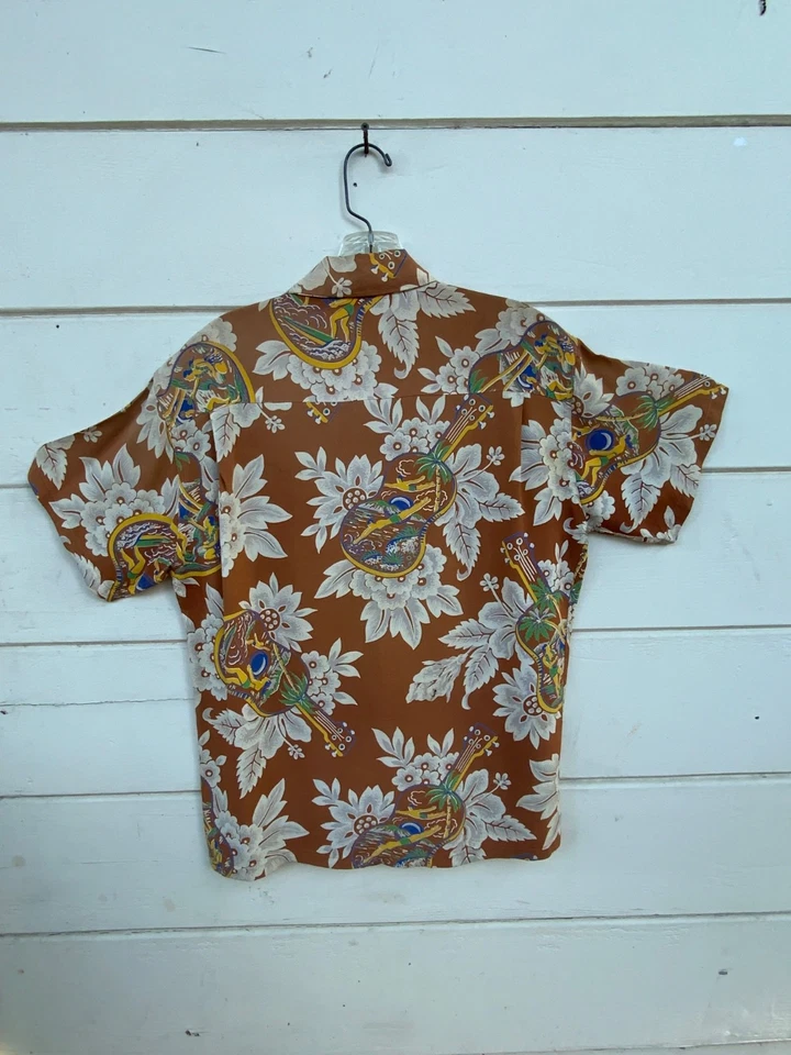 1940s Vtg Domain Of California Uke Surfer Rayon Floral Hawaiian Shirt Small - Image 2 of 4