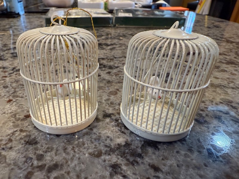 Vintage Dove Metal Bird Cage Christmas Tree Ornaments Cute!