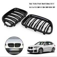 Gloss Black Dual Slats Front Hood Kidney Grill Grille Fit BMW X1 E84 09-14 SUV W