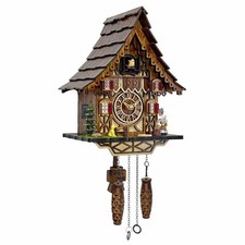 HUGE HAPPINESS Cuckoo Clock Wall Art, 12 Melodies, Night Mode, German Black Fore