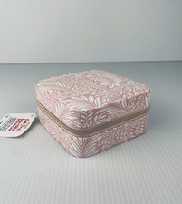 Jewelry Zippered Travel Organizer Case Pink and White