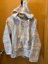 Baja Hoodie Drug Rug Pullover Unisex Medium Pastel Striped Mexico Poncho