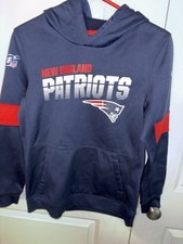 Youth New England Patriots YL Hoodie Hooded Sweatshirt Navy Blue Nike Dri-Fit