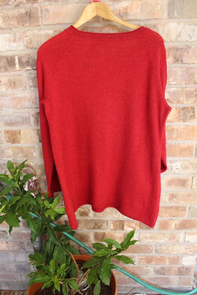 JJill Rojo Talla Pequeña Festivo Lana Mezcla Cachemira Tejido Túnica con Bolsillos Suéter Frontal Foto 3 de 4