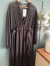 XL Zara Women’s Black Ruffled Mesh Dotted Midi Dress