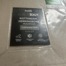 Dunelm Blackout Rotterdam Herringbone Mushroom Eyelet Curtains 66x54”
