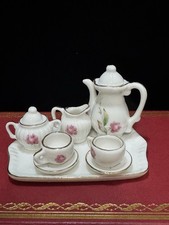 Vintage Lefton Porcelain Miniature Tea Set Hand painted With Gold Trim