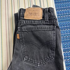 Vintage Levis Jeans Kids 14 ACTUAL 24x28 Gray Straight Orange Tab Denim USA