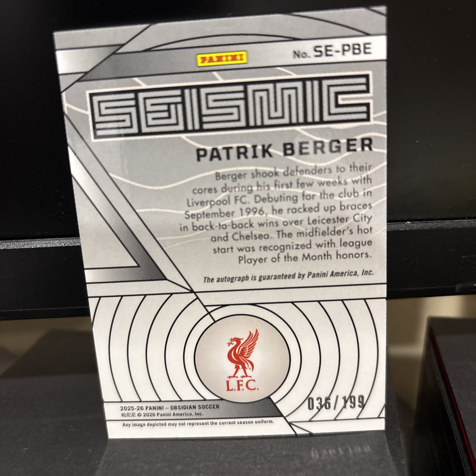 Joe Gomez /99 Auto and Patrick Berger /199 Auto Liverpool Panini Obsidian view 5