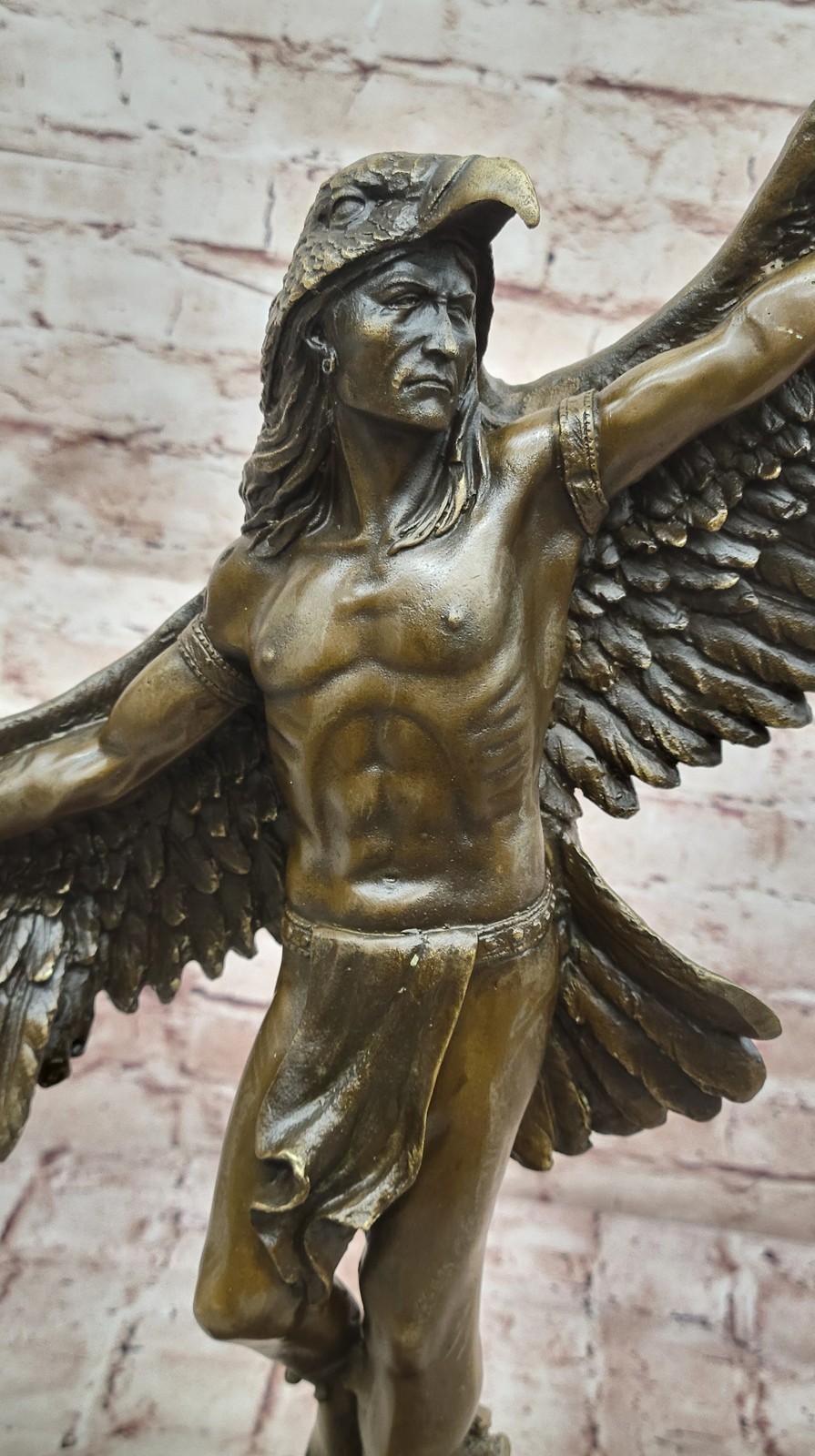 HUGE Indian Native American Art Chief Eagle Bust Bronze Marble Statue Sculpture