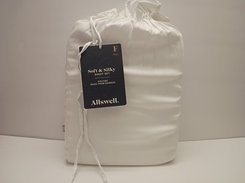 NEU Allswell Soft & Silky VISKOSE BAMBUS SATIN BETT 4-TEILIGES LAKEN-SET CREME • VOLL