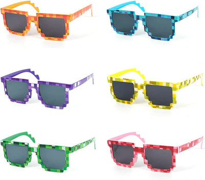 Pixel Mosaik Brille Bunt 6 Pack ，MLG Brille Pixelbrille Sonnenbrille Pixel Brill