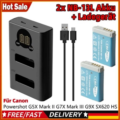 CREABEST 2x 3.7V NB-13L Akku + Ladegerät Für Canon G9X G7X G5X Mark III SX730 HS SX740 HS