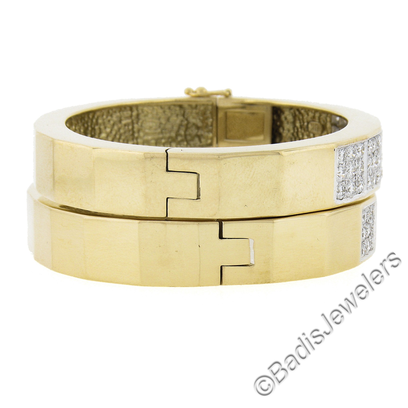 Solid Gold 5ct Diamond Geometric Pair 2 Hinged Op… - image 6