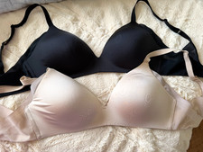 Wacoal 34D Black Tan Ultimate Side Smoother 852281 Wire Free T-Shirt Bras X2