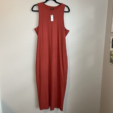 Express Dress Sz XL Maxi Lined Comfort Stretch Minimalist Orange Brown