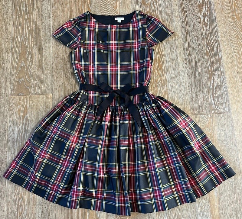 Crewcuts JCrew Girls Black Tartan Holiday Dress Size 14 EUC