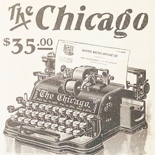THE CHICAGO $35 Visible Writing Machine Antique Model 1901 Typewriter Print Ad thumbnail