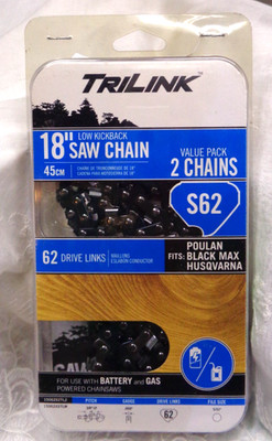 2-Pack TRILINK 18  Saw Chain S62 3/8 LP .050 5/32  15062X2TLW Poulan HUSQVARNA