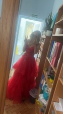 red stacees prom dress size xs(6-8) worn once good condition
