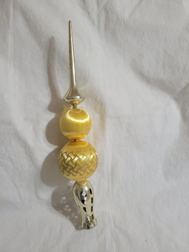 Vntg 1960s? Plastic/Yellow Satin Christmas Tree Topper 12" Unbranded