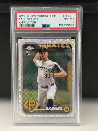PAUL SKENES 2024 TOPPS CHROME UPDATE ROOKIE X-FRACTOR PIRATES RC PSA 8 Q6515