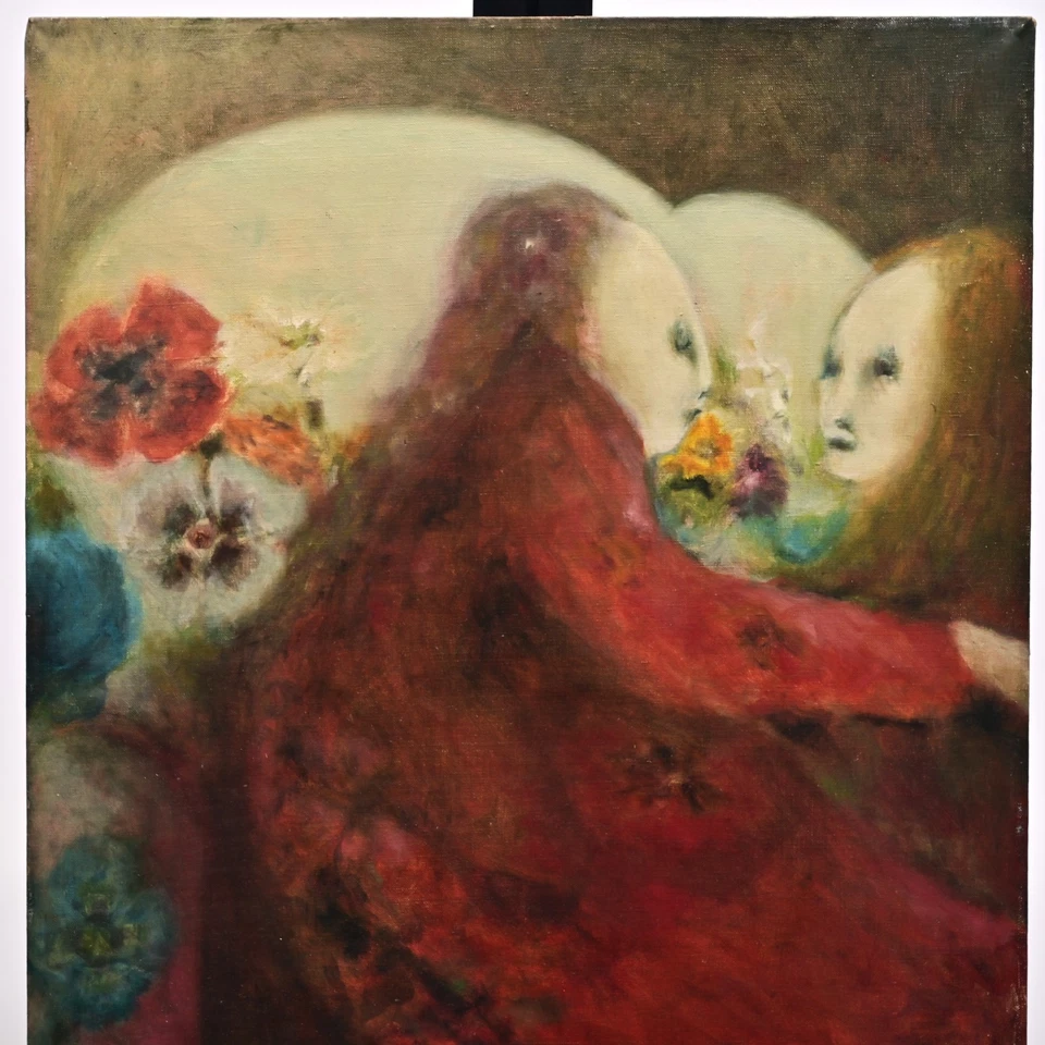 FREDERICK SPRAGUE Original Vintage Firmado Figura Doble Retrato Pintura al Óleo Foto 2 de 4