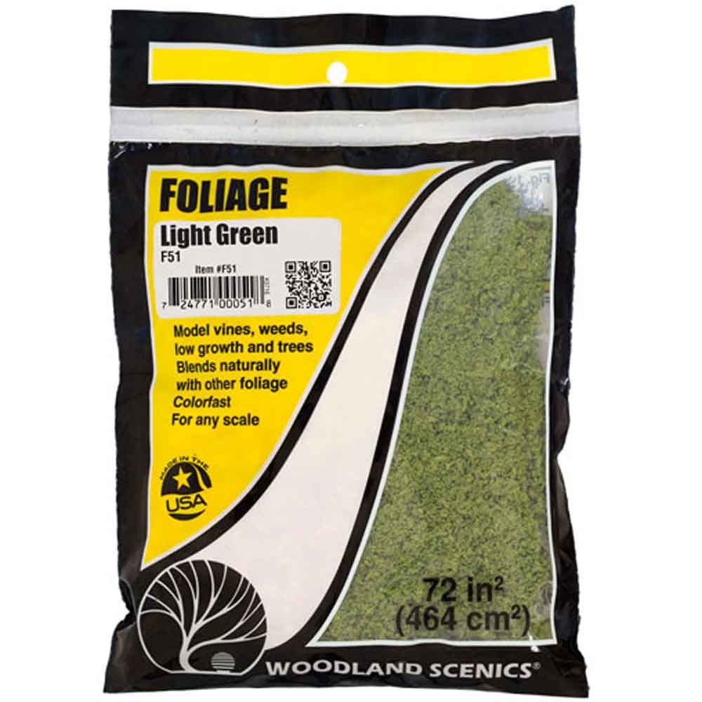 Woodland Scenics Foliage Light Green 72 in² for Model Railway and Dioramas