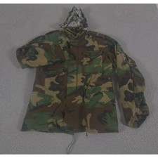 VINTAGE Alpha Industries Jacket Mens Medium Long Green Camo M-65 Field Coat 80s