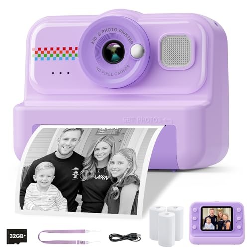 HiMont Kids Camera Instant Print, 1080P Instant Print Camera for Kids with 32GB