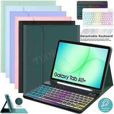 QWERTZ Beleuchtete Tastatur Hülle für Samsung Galaxy Tab S9 S10 FE S11 A11+ A9+