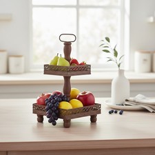 Piano di servizio 2 piani piani metallo marrone vintage piano XXL 52