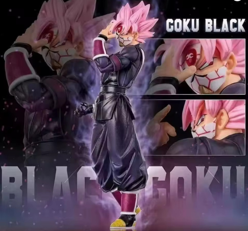 Figura Anime Dragon Ball Super Goku Negro Super Saiyan Rosado 25CM PVC Estatua