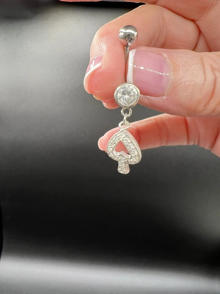 Joyería de ombligo de plata de ley, juego de 2, topacio blanco, circón rosa Foto 4 de 4