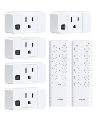 TREEWELL Wireless Remote Control Outlet, 200FT RF Rectangle White