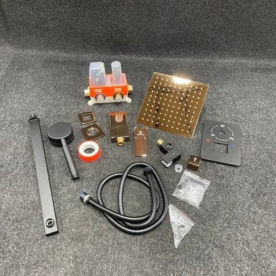 Shower System with Tub Spout, Bathroom Rainfall Shower Faucet Set with 4 Hoooks,