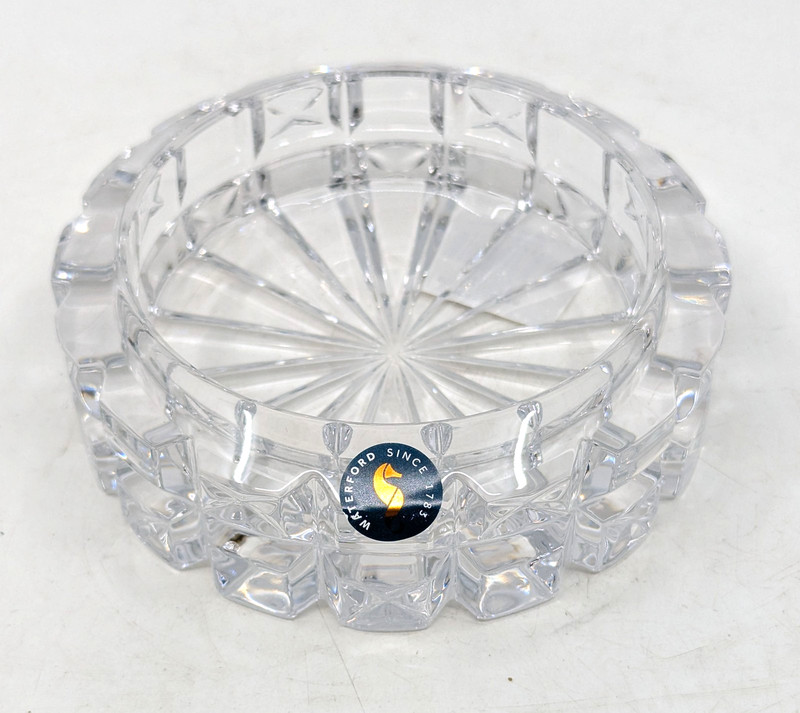 Morrow Crystal Bottle Coaster 5” Cut Glass Wine Holder Made Slovenia (J)