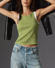 Anthropologie Pilcro Double Trouble Layered Tank Blouse Top Ribbed XL NWT 280169
