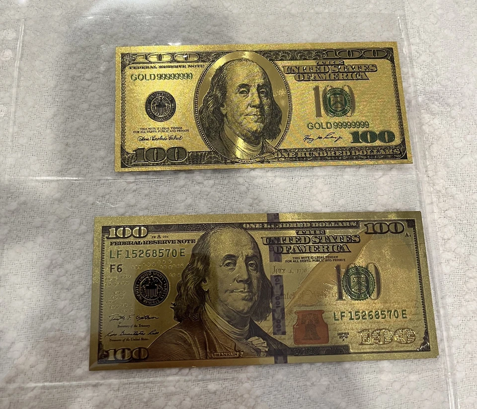 (2) 24K Gold 100mg  2009 $100 Dollar Bill Federal Reserve Banknote  - Image 4 of 4