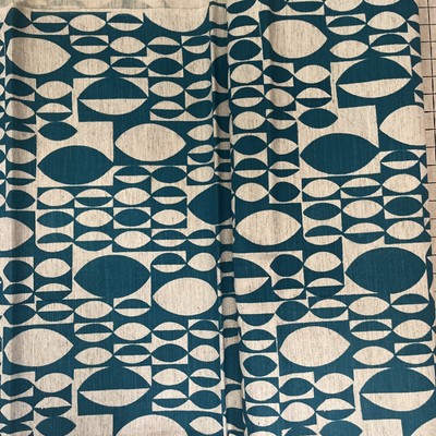 Mid Century Mod Graphic Teal Turquoise Eames Era Fabric BTY Yardage Mid Weight
