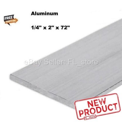Aluminum Bar Flat Stock 1/4'' x 2'' Wide x 6 Feet Long Unpolished Finish Alloy
