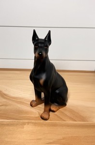 Doberman Pinscher Ceramic Sitting Dog Figurine Vintage Statue 7.5” Tall EC