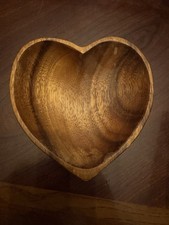 Vintage Wooden Heart Shaped Hand Carved Bowl