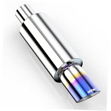 Exhaust Muffler, Straight Through Stainless Steel 2 Intlet 3 outlet Burnt