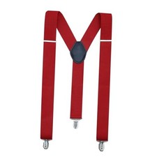 Suspenders for Men Heavy Duty Tuxedo Dress Pants 1.4 inch Solid Adjustable Red