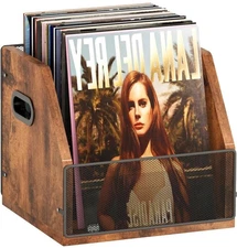 Vinyl Record Storage Desktop Album Display Box Holds up to 60 Records OPEN BOX