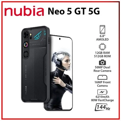 ZTE nubia Neo 5 GT 5G 12GB+512GB GREY Dual SIM Unlocked Android Mobile Phone - Bild 1 von 3