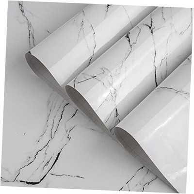  31.5x157inch Extra Wide Black Marble Wallpaper Glossy 31.5'' x 157'' White