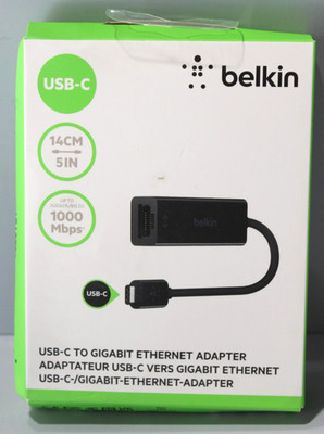 Belkin F2CU040BTBLK USB-C Gigabit Ethernet Adapter RJ45 LAN Schwarz Neu