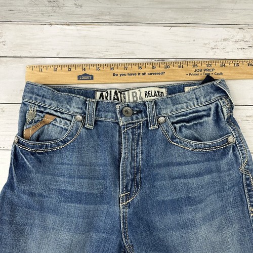 Ariat B4 Relaxed Fit Boot Cut Denim Jeans Youth Boys Size 14 Adjustable Waist - Picture 11 of 14